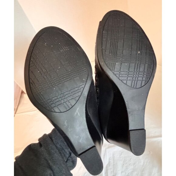 Sugar Kiara Black Strappy Lace-Up Wedge Sandals Women's 6 Boho Gladiator Cutout - Picture 7 of 7